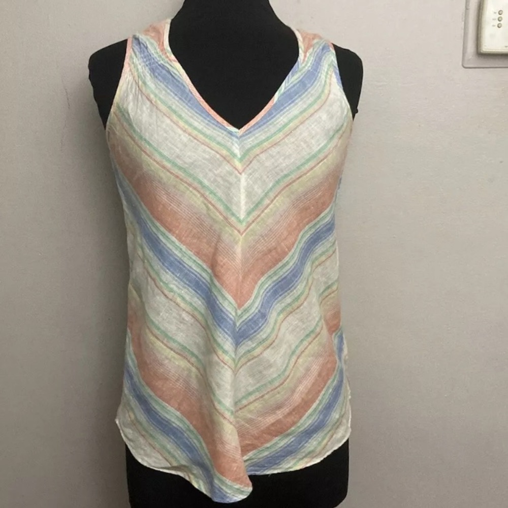 10-3 Gap 100% Linen Top Stripe Small